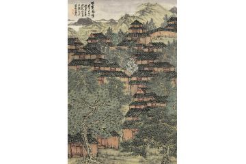 实力派画家 中美协会员林树昭新品山水画《瑶寨风情》