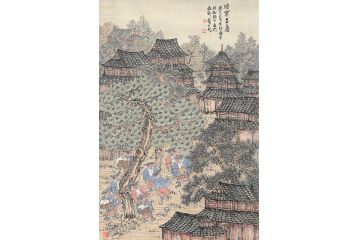 名家书画 中美协会员林树昭山水画《瑶寨吉庆》