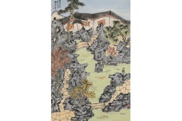中美协会员林树昭山水画新品《院内山水》