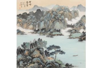 名家书画 中美协会员林树昭山水画《云峰叠翠》