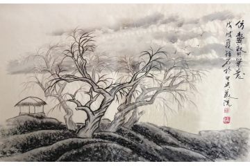 职业画家马立标新品写意山水画《仿龚贤笔意》