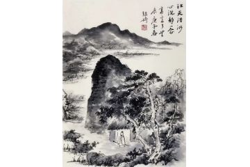 实力派美女画家张婷写意山水画《江天浩渺心沉静》