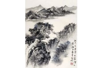 实力派美女画家张婷写意山水画《秋天万里净日暮》