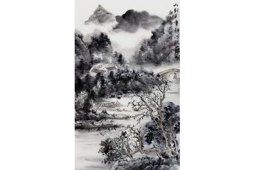 实力派美女画家张婷写意山水画《山列子重静河流一带明》