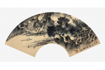 实力派美女画家张婷写意山水画《五月江南扇面》