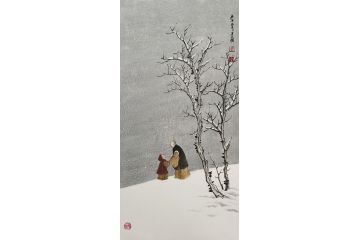 精美小品雪景 吴大恺新品创作山水画《穷款》