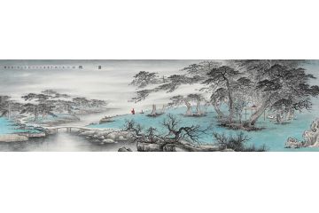 实力派山水画家黄开丛仿古精品《雾晓》