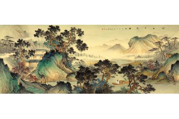 实力派山水画家黄开丛仿古精品《松风高隐图》