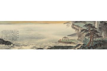 当代著名山水画家黄开丛仿古山水画《潇湘水云》