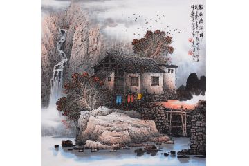 太行山系列国画山水 张月岗新品力作《家在清溪岸》