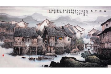 张月岗六尺横幅诗意山水画《湘西印象》