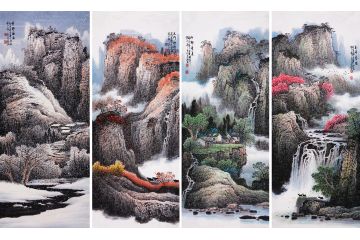 太行山系列国画山水 张月岗新品力作《春夏秋冬四条屏》