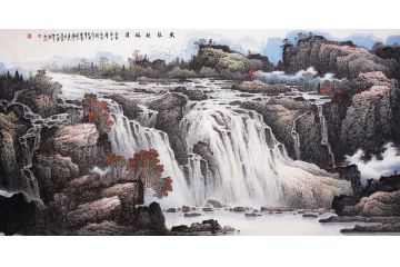 张月岗国画太行山山水画系列作品《黄龙秋风清》