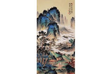 实力派画家张月岗仿古山水画《携琴访友醉春山》