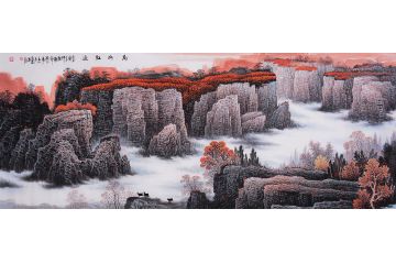 太行山系列国画山水 张月岗新品力作《万山红遍》