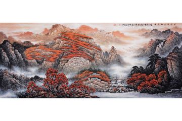 太行山系列国画山水 张月岗新品力作《太行秋来红满山》