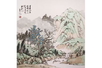 中美协会员吴贞光山水画新品《半壁山房待明月 一盏清茗酬知己》