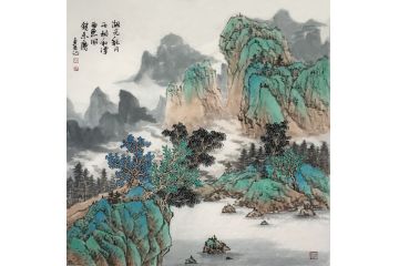 中美协会员吴贞光山水画新品《湖光秋月两相和 潭面无风镜未磨》