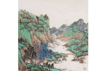 百佳艺术家中美协会员吴贞光山水画《山清水秀》