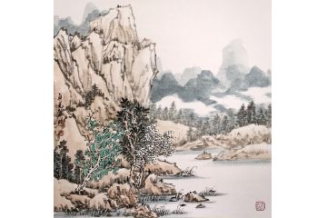 实力派画家中美协会员吴贞光山水画《山高水长》