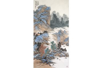 百佳艺术家中美协会员吴贞光山水画《吉日云景好 水绿青山明》