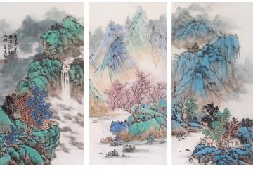 实力派画家中美协会员吴贞光山水画《吉日云景好 水绿青山明》