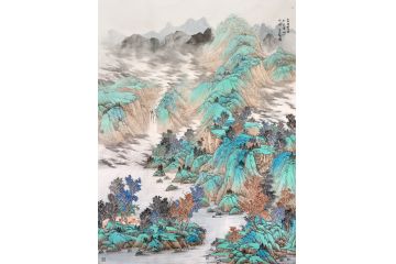 中美协会员吴贞光山水画新品《吉日云景好 水绿青山明》