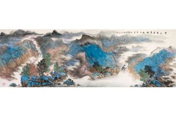 百佳艺术家中美协会员吴贞光山水画《云山灵秀》