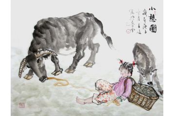 柳子峻写意人物画作品《小憩图》