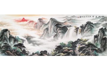 王宁新品力作聚福生财山水画作品《旭日东升》