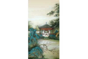 国画精品 寒江工笔山水画《春梦苏州.嘉实亭》