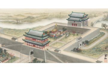 家居装饰画 寒江工笔山水画《京华烟云.东直门》