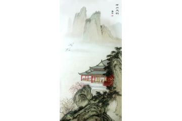 装饰画精品 寒江工笔山水画《神州天韵》