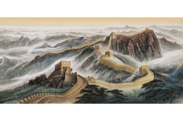 装饰画精品 寒江工笔山水画《万里长城》