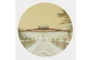 风景装饰画 寒江工笔山水画《太和殿》