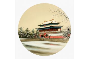 风景装饰画 寒江工笔山水画《神武门》