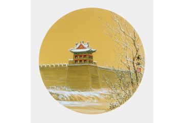 家居装饰画 寒江工笔山水画《北京外城.西南角楼》