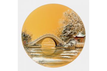 家居装饰画 寒江工笔山水画《扬州.二十四桥》