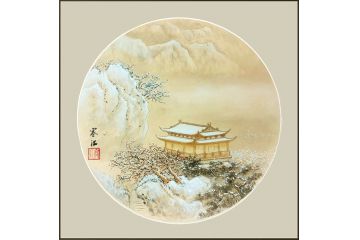 家居装饰画 寒江工笔山水画《雪景》