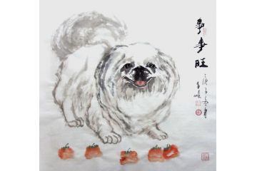 国画狗 柳子峻写意动物画《事事旺》