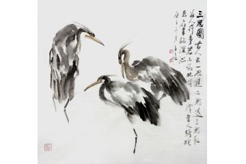 柳子峻写意花鸟画《三思图》