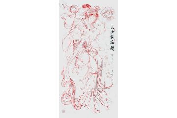 道释画 柳子峻写意人物画《天女散花》