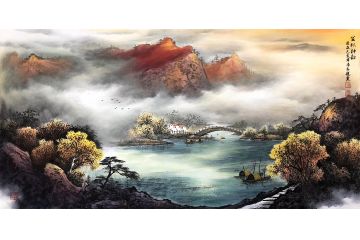 彩墨山水画系列 龙宽新品力作《金秋神韵》