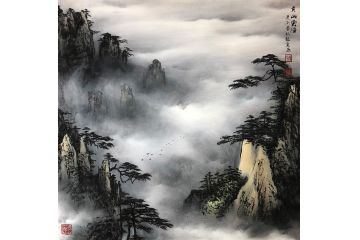 彩墨山水画系列 龙宽新品力作《黄山云海》
