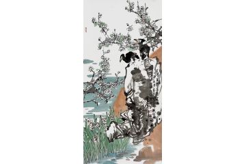 家居装饰画 郭执铨写意花鸟画《占得先开不待春》