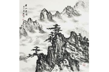 黄山水画 石荣禄写意山水画《黄山云烟》