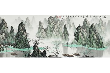漓江山水画 石荣禄最新力作写意山水画《漓江一曲千峰秀》