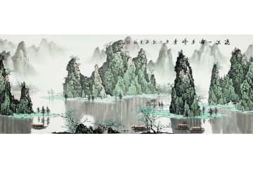 石荣禄最新力作漓江山水画《漓江一曲千峰秀》