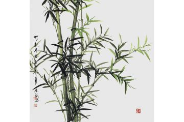 平安竹 石荣禄竹子写意花鸟画《竹报平安》