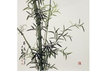 平安竹 石荣禄竹子写意花鸟画《节节高》